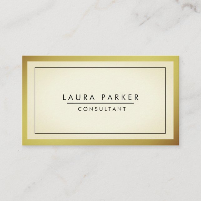 Tarjeta De Visita Profesional moderno blanco y negro de oro simple (Anverso)