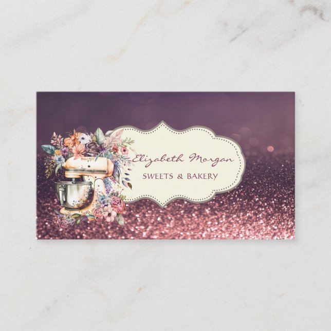 Tarjeta De Visita Profesional Moderno, Bokeh Purpurina, Mezclador Fl (Anverso)