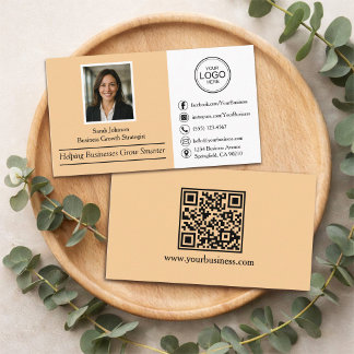 Tarjeta De Visita Profesional Moderno con Foto y Código QR Personali