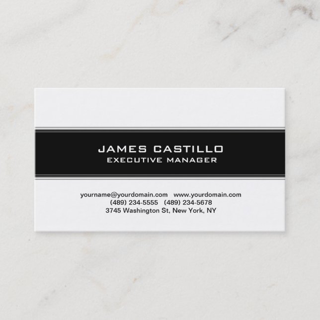 Tarjeta De Visita Profesional moderno con rayas blancas y negras (Anverso)