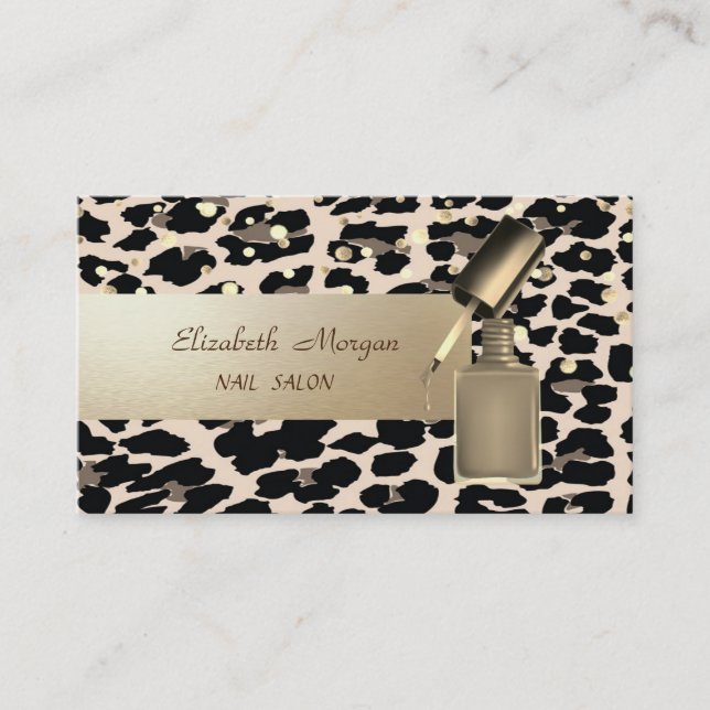 Tarjeta De Visita Profesional moderno, Confetti, Nail Polaco, Leopar (Anverso)
