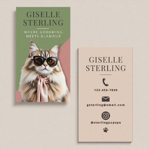 Tarjeta De Visita Profesional moderno de aseo de gatos