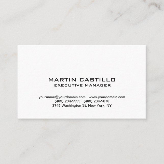 Tarjeta De Visita Profesional moderno de estilo blanco y negro (Anverso)