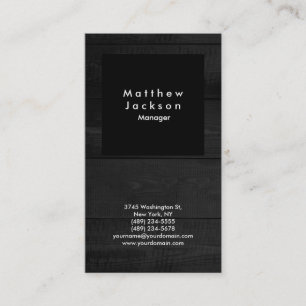 Tarjeta De Visita Profesional moderno de madera negra y gris