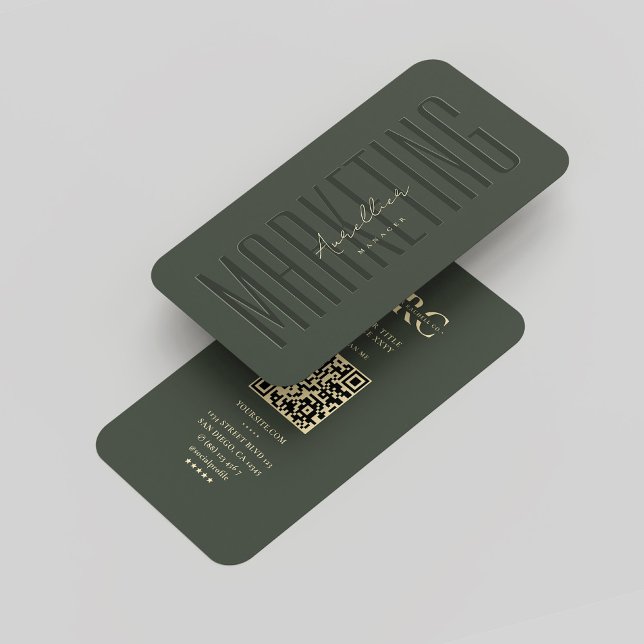 Tarjeta De Visita Profesional moderno de marketing en monograma Dark (Modern Monogram Marketing Professional Dark Green Business Card
)