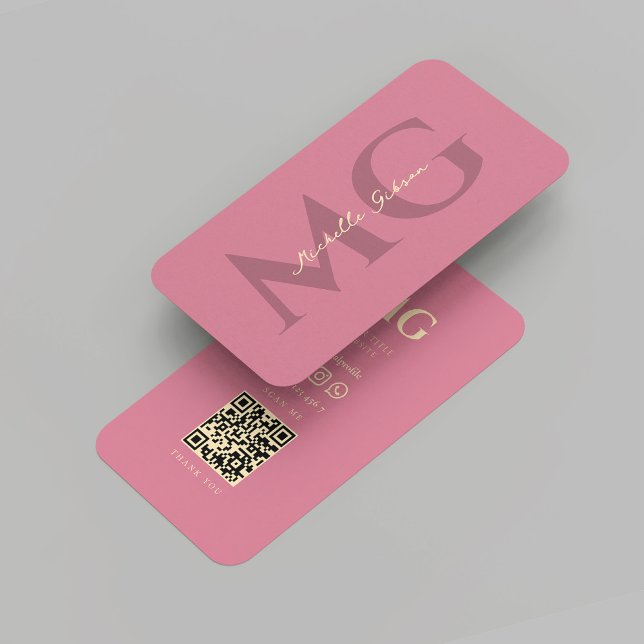 Tarjeta De Visita Profesional moderno de marketing en Monograma Rosa (Modern Monogram Pink Gold Marketing Professional Business Card
)