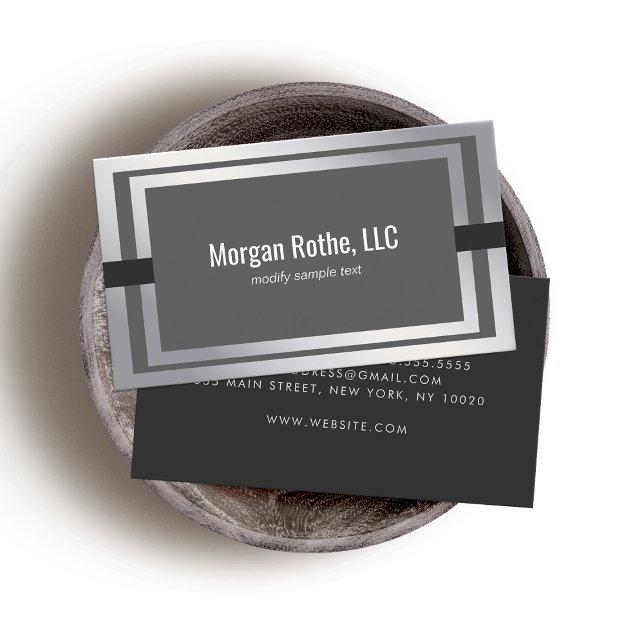 Tarjeta De Visita Profesional moderno de plata gris oscuro (Subido por el creador)