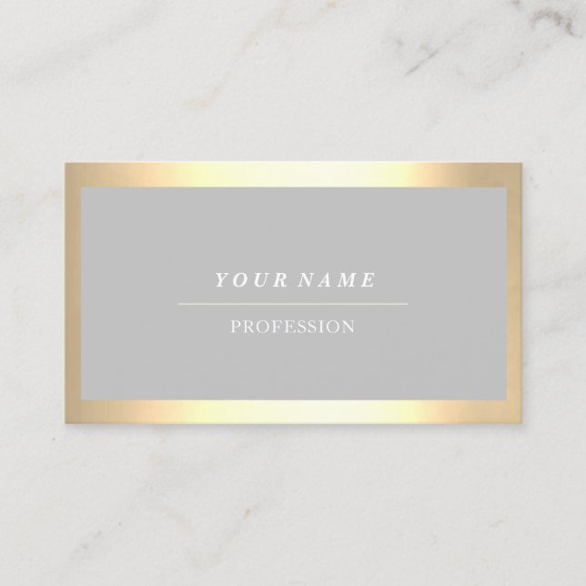 Tarjeta De Visita Profesional Moderno Dorado Simplemente Gris Lumino (Anverso)
