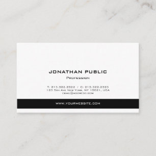 Tarjeta De Visita Profesional Moderno Elegante Blanco y Negro Limpio