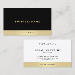 Tarjeta De Visita Profesional Moderno Elegante Negro Blanco Dorado