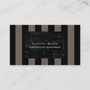 Tarjeta De Visita Profesional Moderno Elegante Negro Rayado Beige