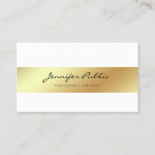 Tarjeta De Visita Profesional Moderno Elegante Oro Blanco Chic Limpi
