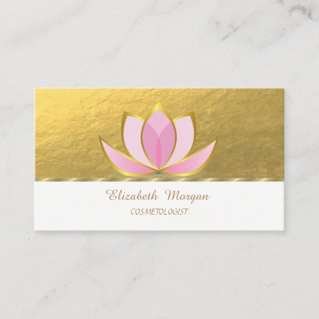 Tarjeta De Visita Profesional moderno, Faux Gold Lotus (Anverso)