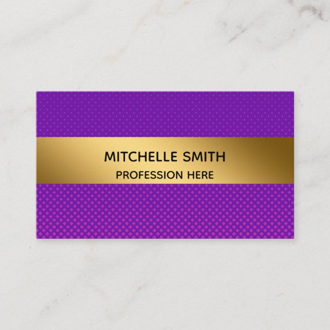 Tarjeta De Visita Profesional moderno Golden Simply Purple (Anverso)