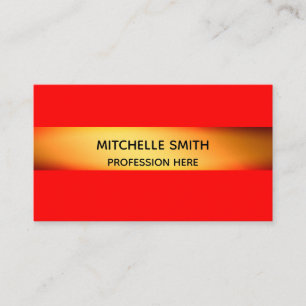 Tarjeta De Visita Profesional moderno Golden Simply Red