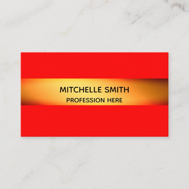 Tarjeta De Visita Profesional moderno Golden Simply Red (Anverso)
