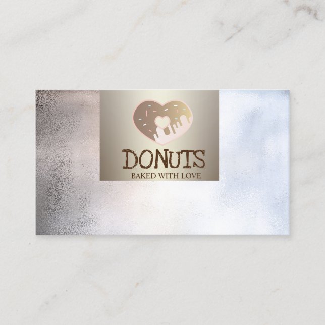 Tarjeta De Visita Profesional moderno, metálico, donuts, panadería (Anverso)