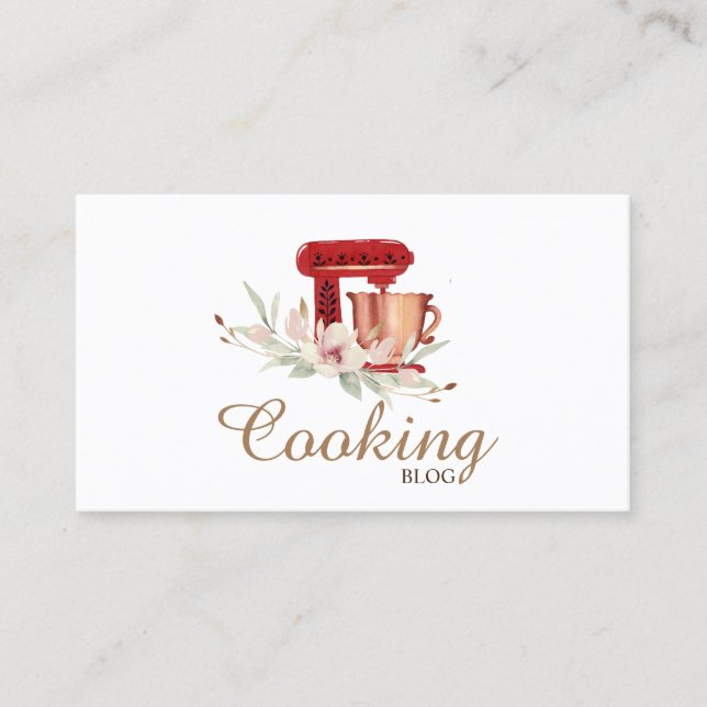 Tarjeta De Visita Profesional,Moderno,Mezclador Rojo Flor,Cocina (Anverso)