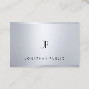 Tarjeta De Visita Profesional Moderno Monograma Glamour Plata Aspect