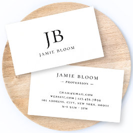 Tarjeta De Visita Profesional moderno Monograma simple blanco