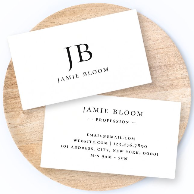 Tarjeta De Visita Profesional moderno Monograma simple blanco (Subido por el creador)