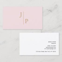 Tarjeta De Visita Profesional Moderno Monograma simple Rubor Pink