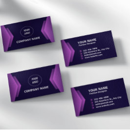 Tarjeta De Visita Profesional Moderno Morado Y Blanco