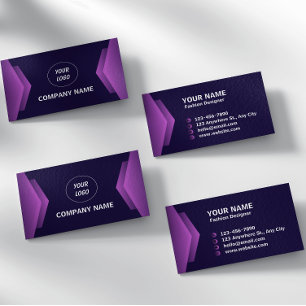 Tarjeta De Visita Profesional Moderno Morado Y Blanco