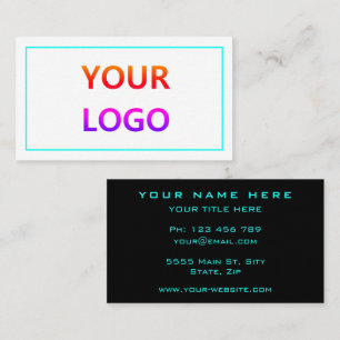 Tarjeta De Visita Profesional moderno - Negro, Blanco y Tuqquesa