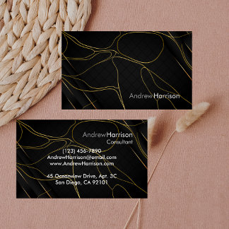 Tarjeta De Visita Profesional moderno negro dorado Minimalista