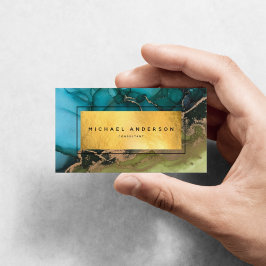 Tarjeta De Visita Profesional Moderno Oro Negro Verde azulado