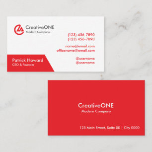 Tarjeta De Visita Profesional Moderno Rojo Blanco CreativeONE Negrit