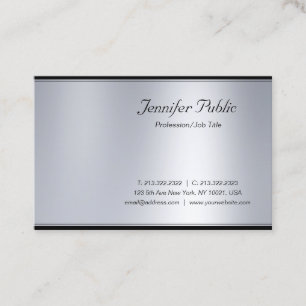 Tarjeta De Visita Profesional Moderno Script Plata Elegante Lujo