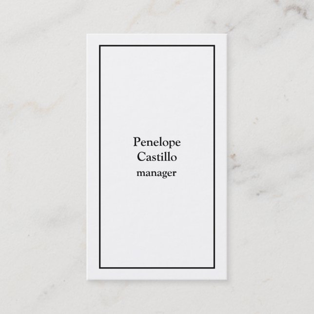 Tarjeta De Visita Profesional Moderno Simple Blanco y Negro (Anverso)