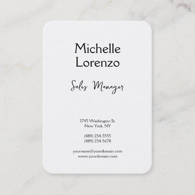 Tarjeta De Visita Profesional Moderno Simple Blanco y Negro (Anverso)