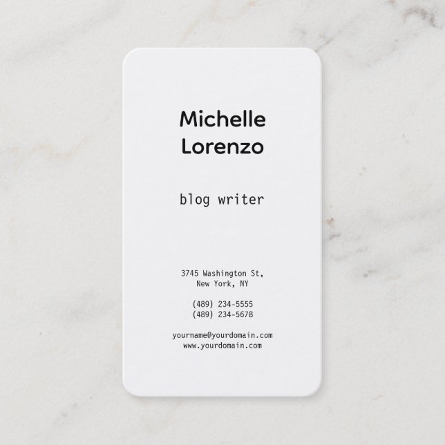 Tarjeta De Visita Profesional Moderno Simple Blanco y Negro (Anverso)