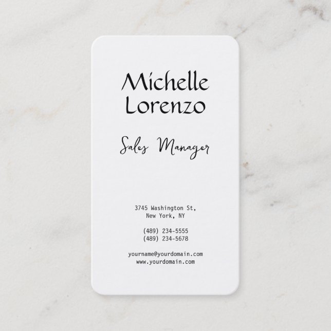 Tarjeta De Visita Profesional Moderno Simple Blanco y Negro (Anverso)