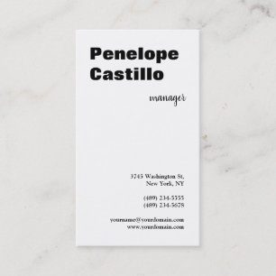 Tarjeta De Visita Profesional Moderno Simple Elegante Blanco y Negro