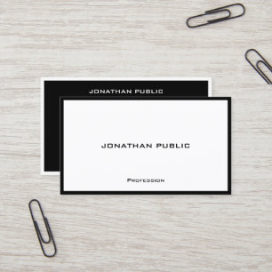 Tarjeta De Visita Profesional Moderno Simple Elegante Negro & Blanco