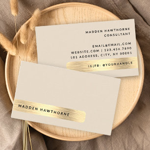 Tarjeta De Visita Profesional Moderno Simple Faux Gold Cepillado Met