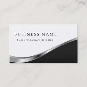 Tarjeta De Visita Profesional Moderno Simple Limpio Negro y Plata