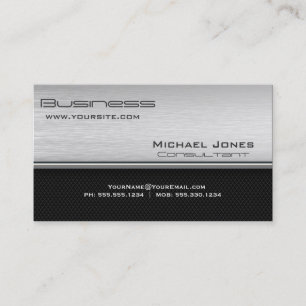 Tarjeta De Visita Profesional Moderno Simple Metal Cepillado y Negro