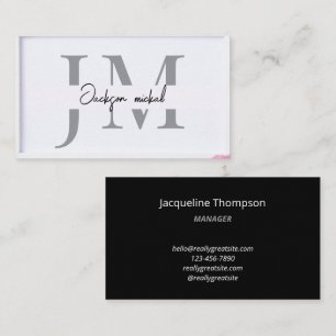 Tarjeta De Visita Profesional Moderno Simple Minimalista Blanco y Ne