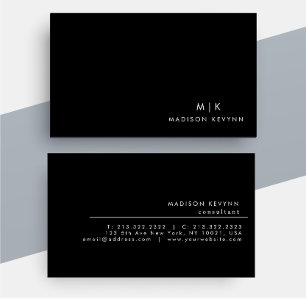 Tarjeta De Visita Profesional Moderno Simple Negro Minimalista