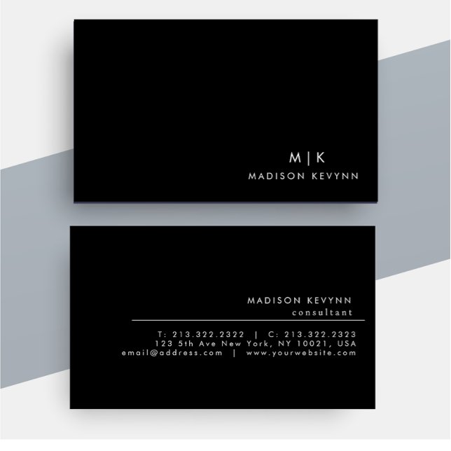 Tarjeta De Visita Profesional Moderno Simple Negro Minimalista (Subido por el creador)