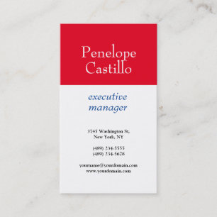 Tarjeta De Visita Profesional Moderno Simple Plano Azul Rojo Blanco