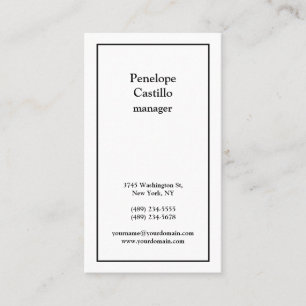 Tarjeta De Visita Profesional Moderno Simple Plano Negro & Blanco