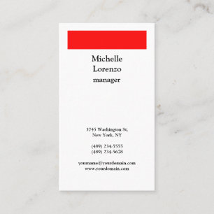 Tarjeta De Visita Profesional Moderno simple, sencillo, rojo y blanc