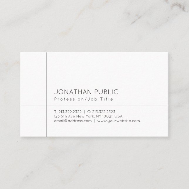 Tarjeta De Visita Profesional Moderno Simple Sofisticado Plano (Anverso)