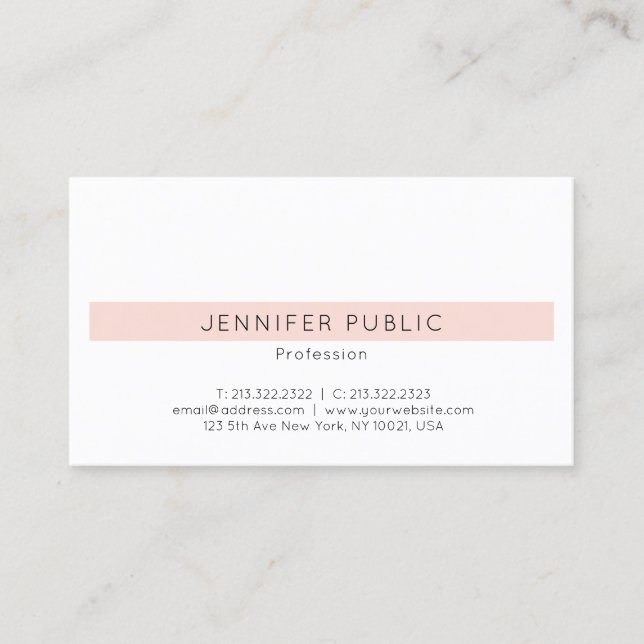 Tarjeta De Visita Profesional Moderno Sleek Elegante Llanto Rubor Pi (Anverso)